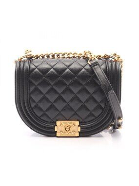 Chanel Shoulder Bag Small Black Caviar Leather Chain